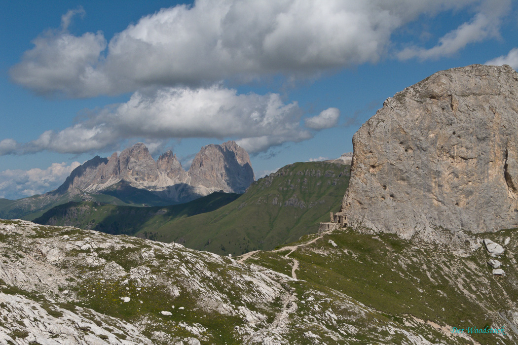 Blick von der Marmolda in Richtung Sella, Südtirol